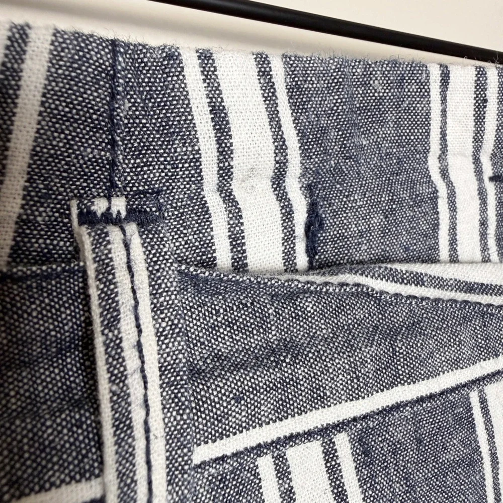 Abercrombie & Fitch S Paper Bag Railroad Striped Linen‎ Cotton Belt Stripe Pants